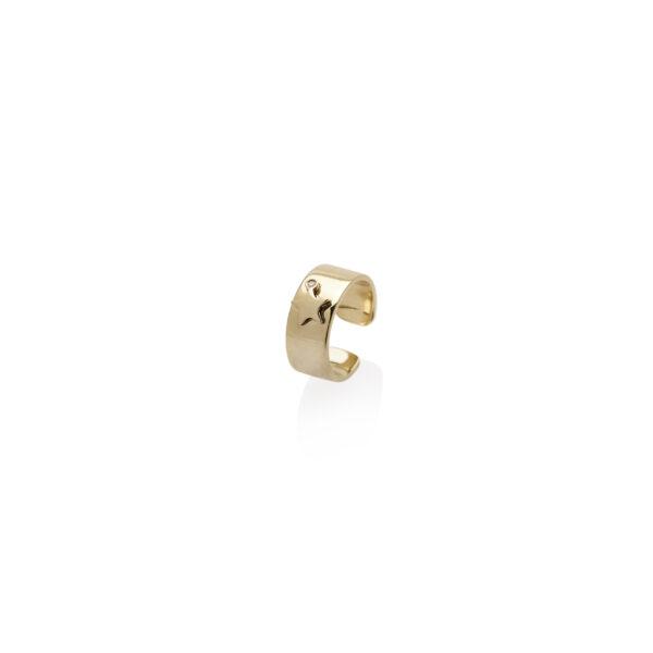 Gold 14K "STAR  CUFF" Earring With White Diamond 0,04CTS
