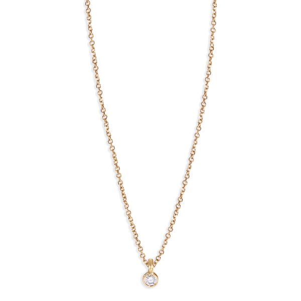 GOLD 14K "PSYCHE" NECKLACE WITH WHITE DIAMOND WITH 40CM CHAIN 0