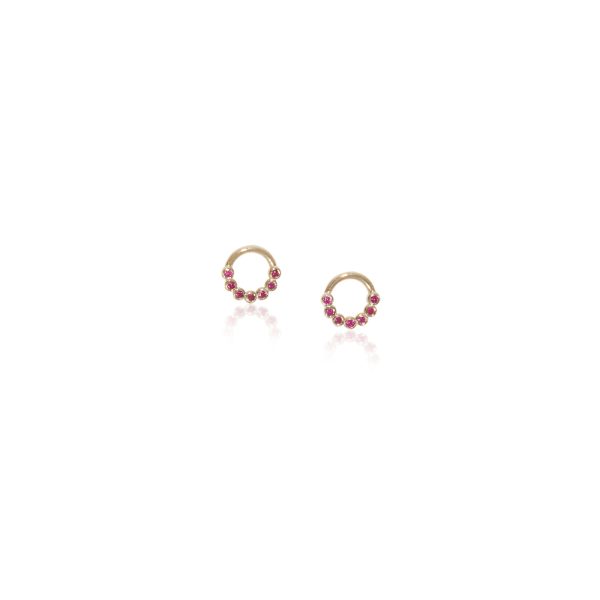 GOLD 14K "CRINO" EARRINGS WITH 14 RUBY BRILLIANT CUT 0