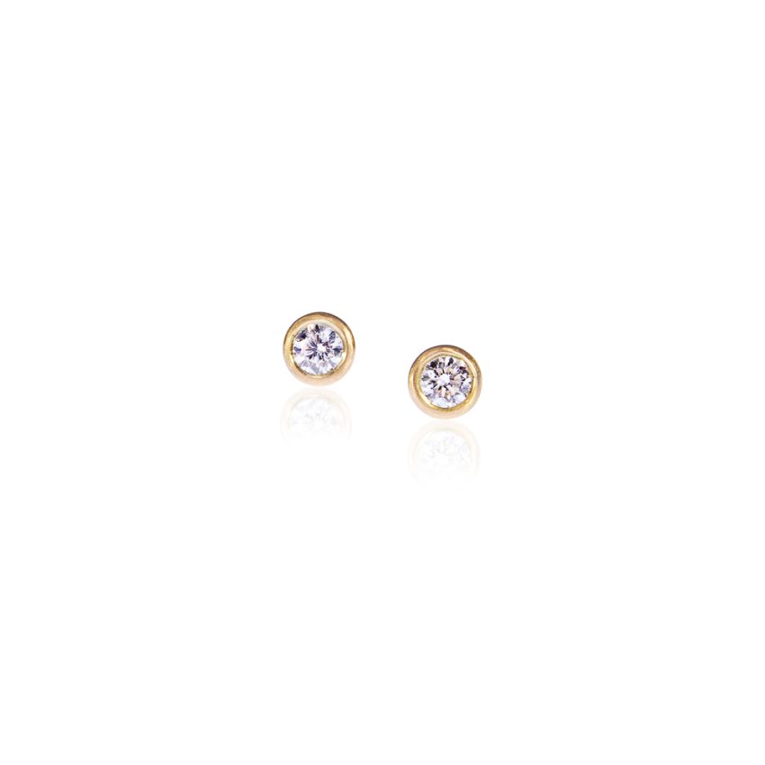 GOLD 18K "ARETE"  EARRINGS WITH WHITE DIAMONDS 3MM