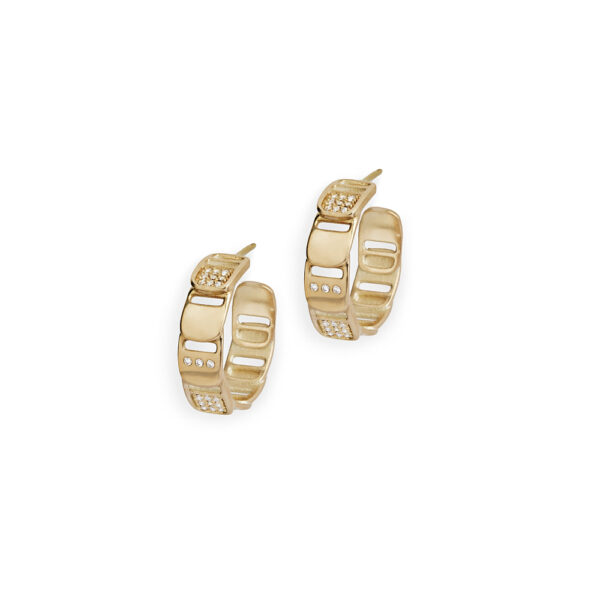 Gold 14K “HANSEL” Earrings With White Diamonds 0,18 CTS