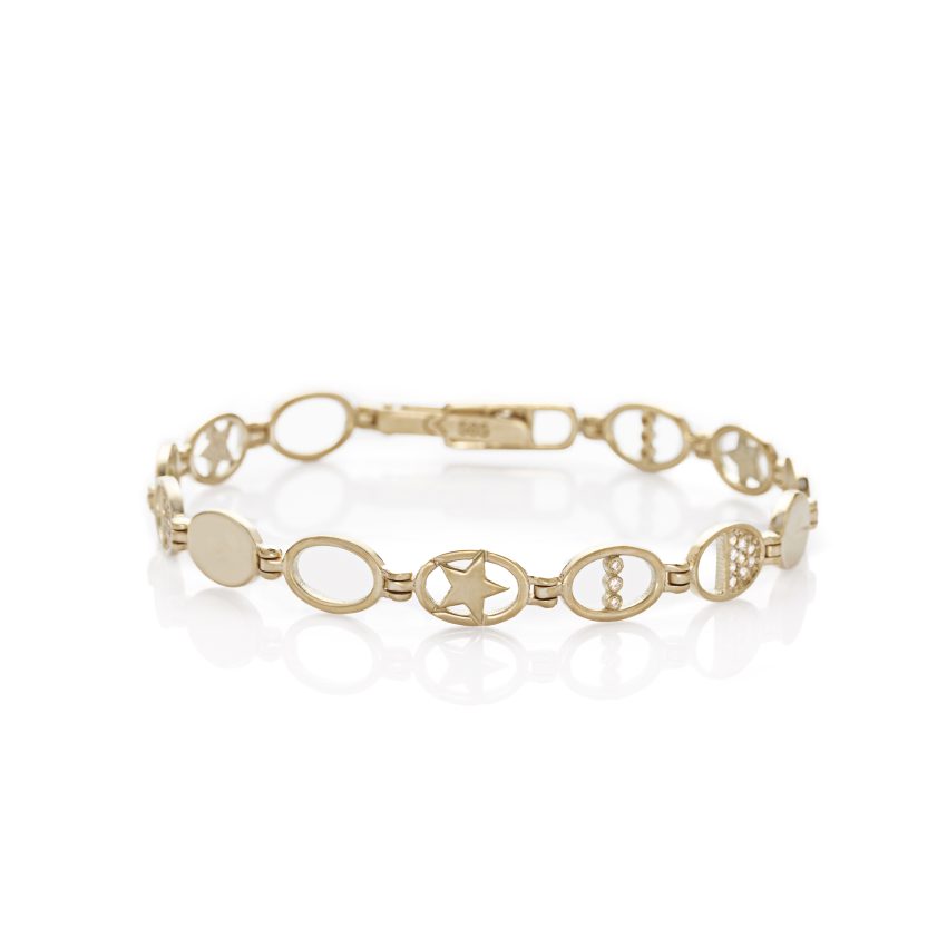 GOLD 14K "HEDOGENESIS" Chain Bracelet With White Diamonds