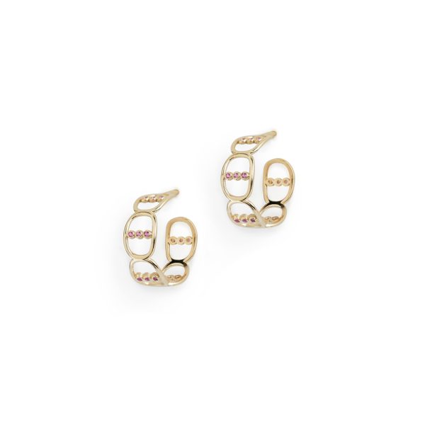 Gold 14K "HELIX" Earrings With Pink Sapphires