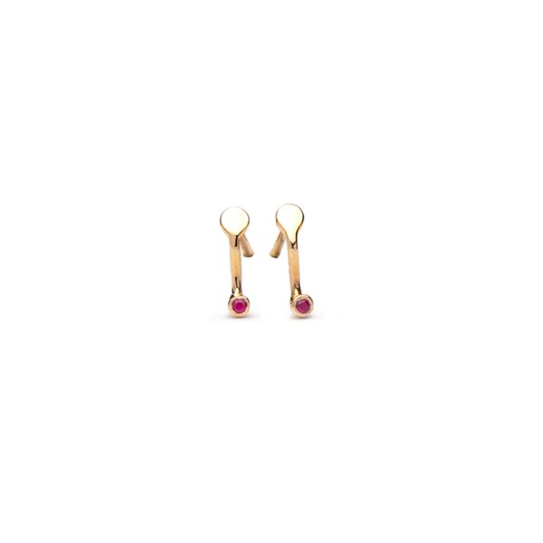 GOLD 14K "DIONE" EARRINGS WITH RUBY BRILLIANT CUT 0