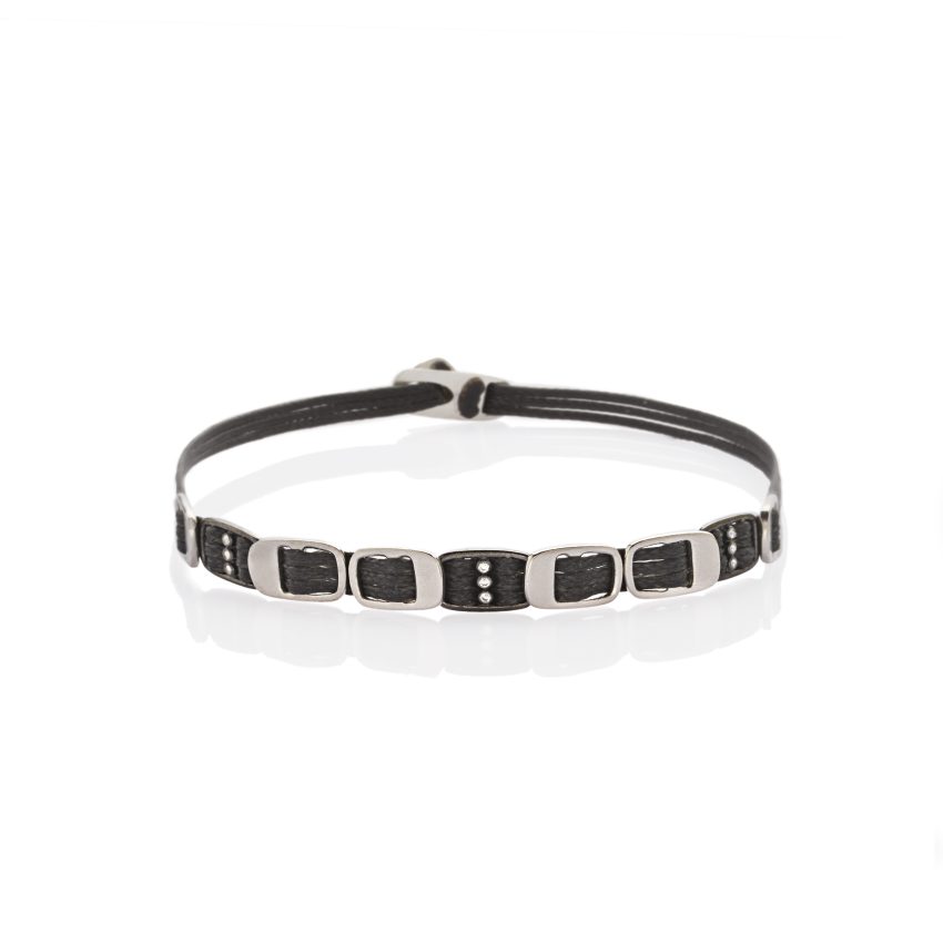 SILVER 925 "EXOME" BLACK AND WHITE PLATED BRACELET WITH ZIRCON
