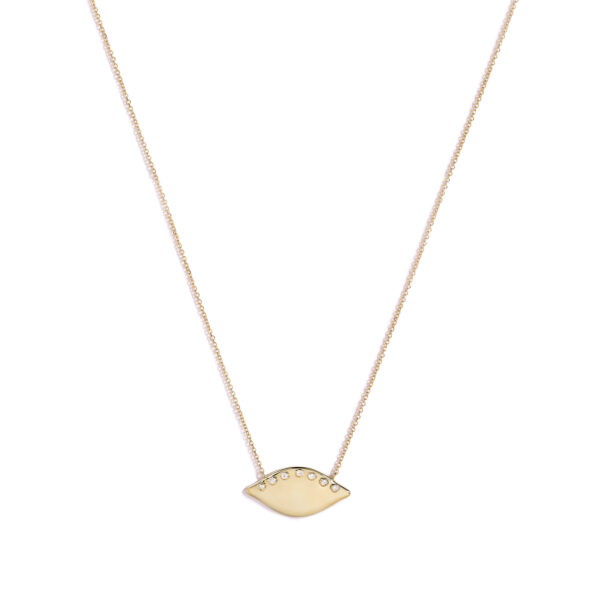 Gold 14K "AIRLIA" Large Necklace With White Diamonds 0,028CTS